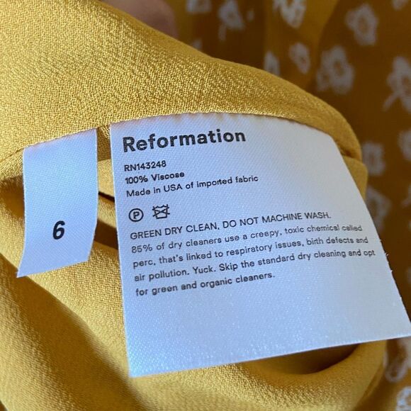 NWOT Reformation Nola Mini Yellow Dress Size 6 - Picture 10 of 11